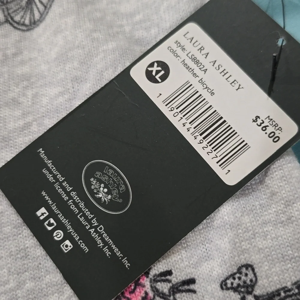 NWT-Laura Ashley Heather Bicycle Pajama Set - Picture 2 of 6